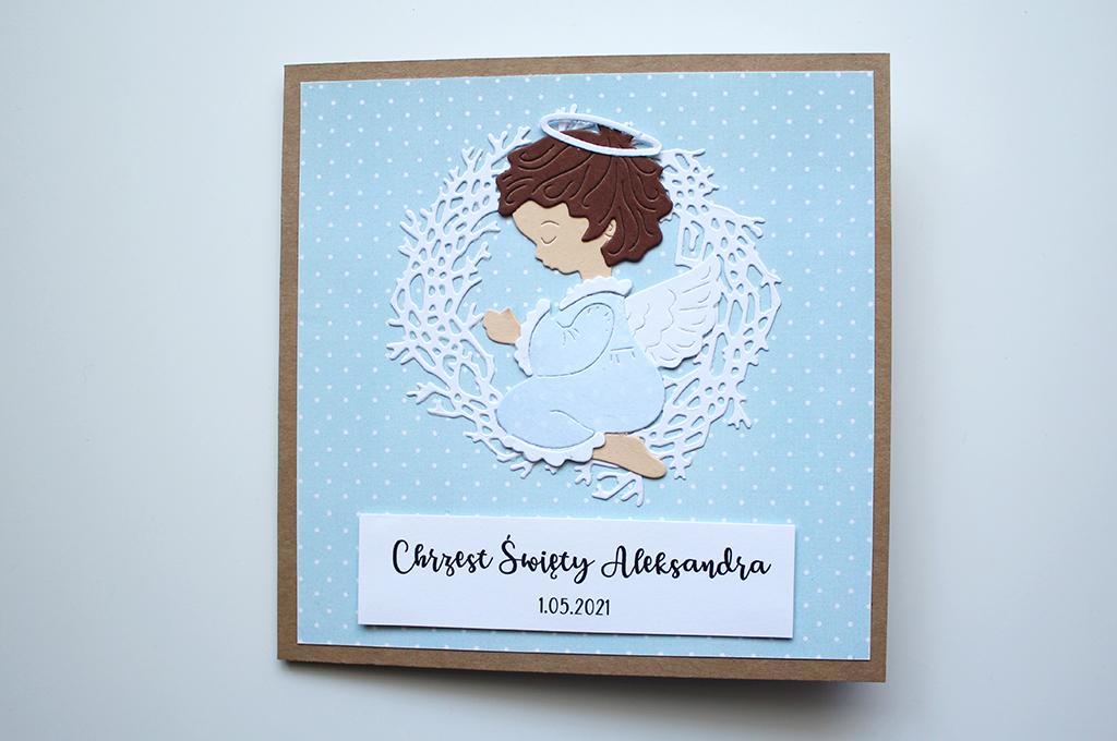 Kartka na chrzest aniołek