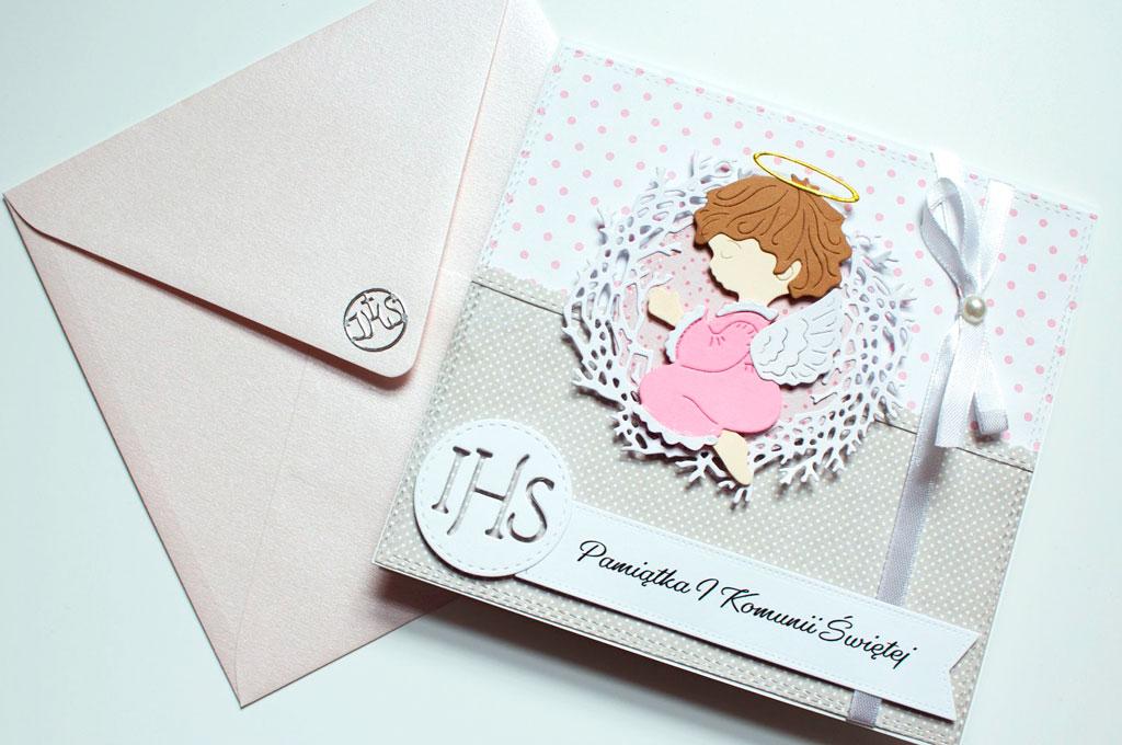 Kartka na Komunię Pink