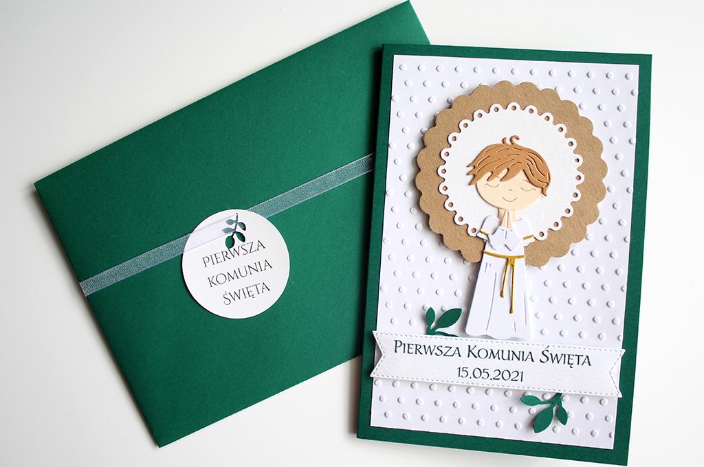 Kartka na Komunię aniołek