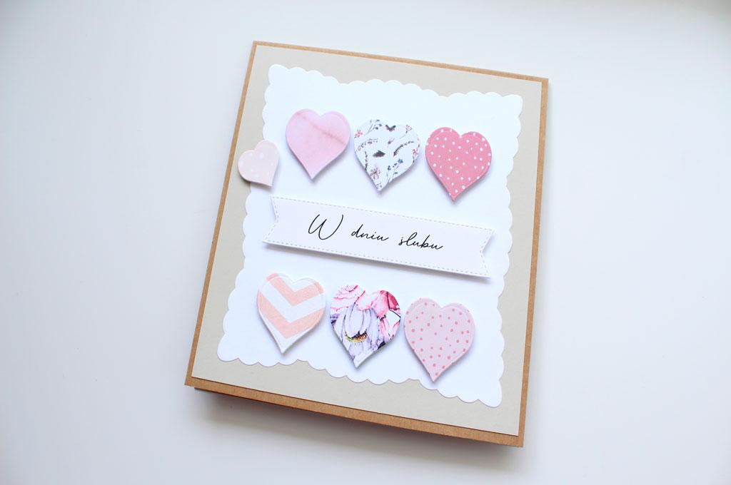 Kartka na ślub Pink hearts