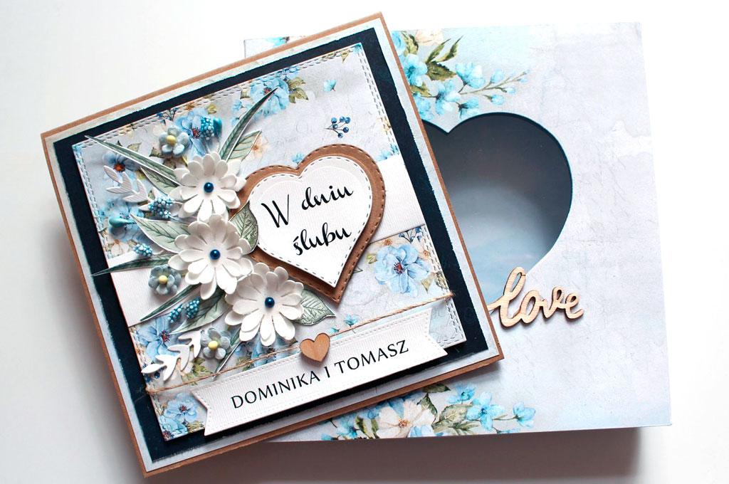 Kartka na ślub Blue flowers
