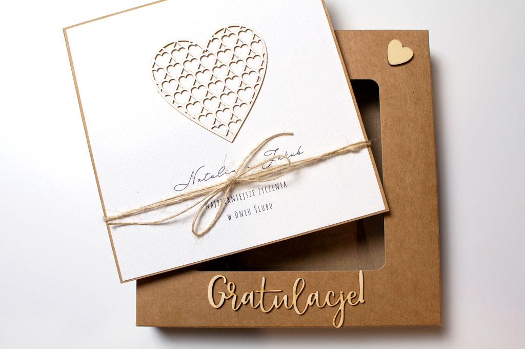 Kartka na ślub w pudełku Rustykalna