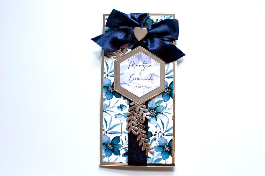 Kartka na ślub z kokardą