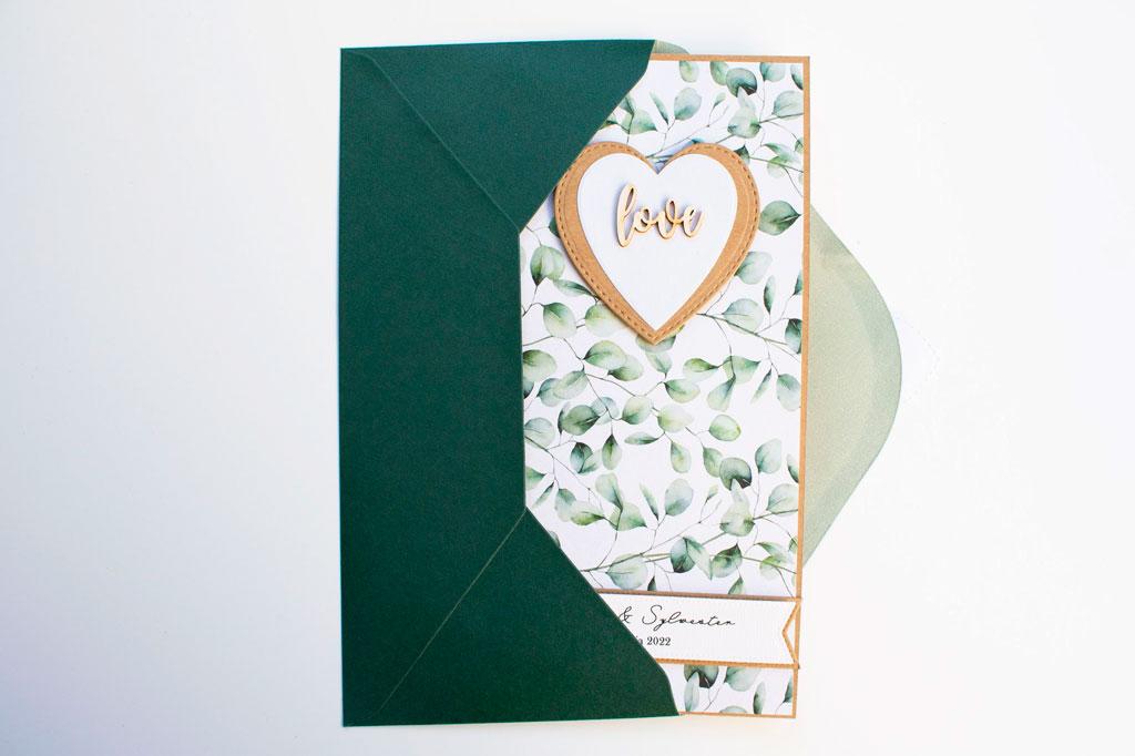 Kartka na ślub Zielone listki