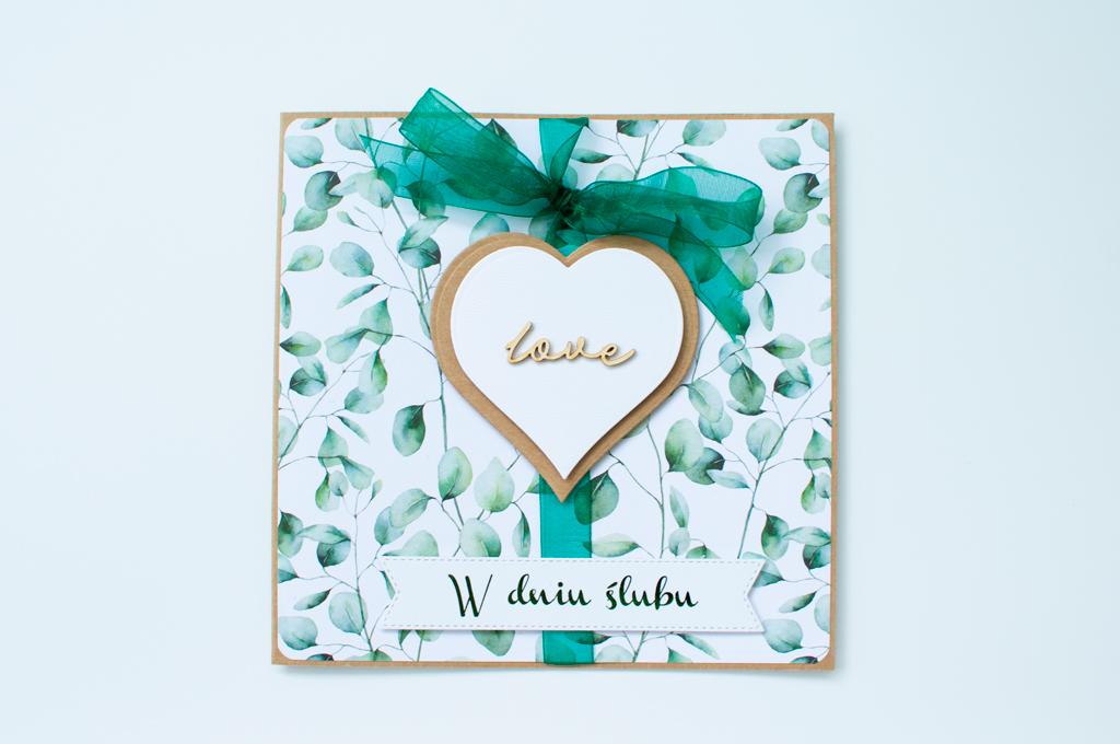 Kartka na ślub zielony