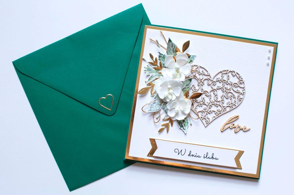 Kartka na ślub Green&Gold