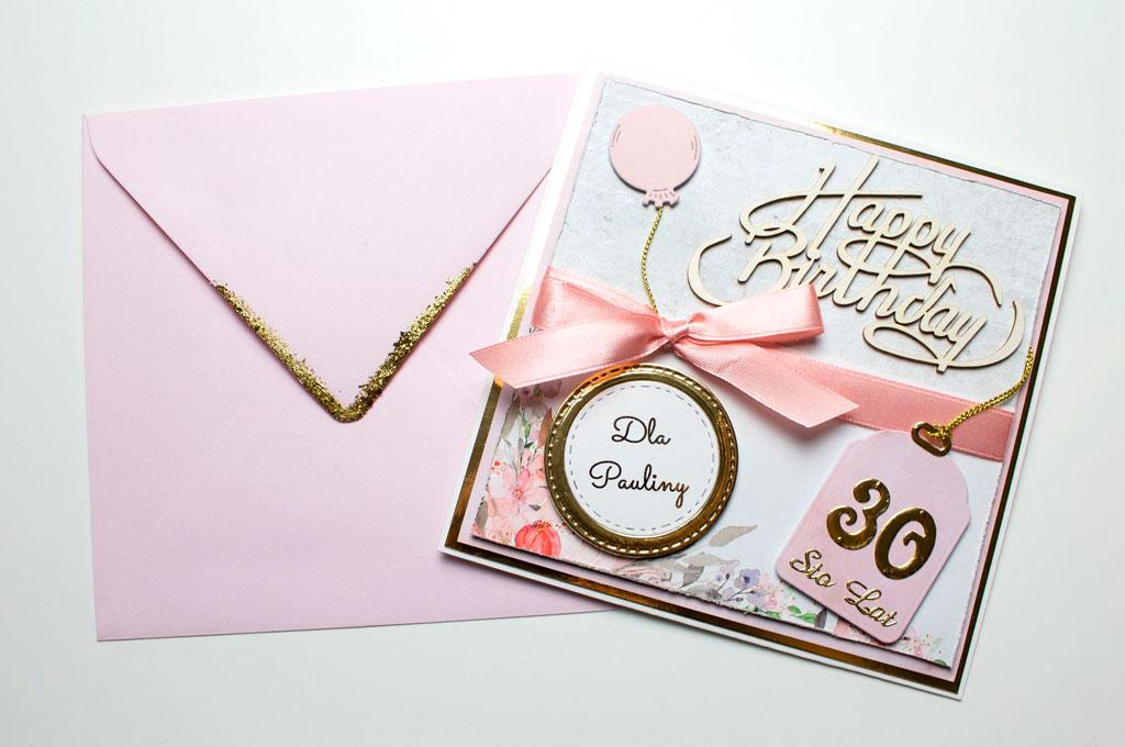 Kartka na urodziny z kokardą