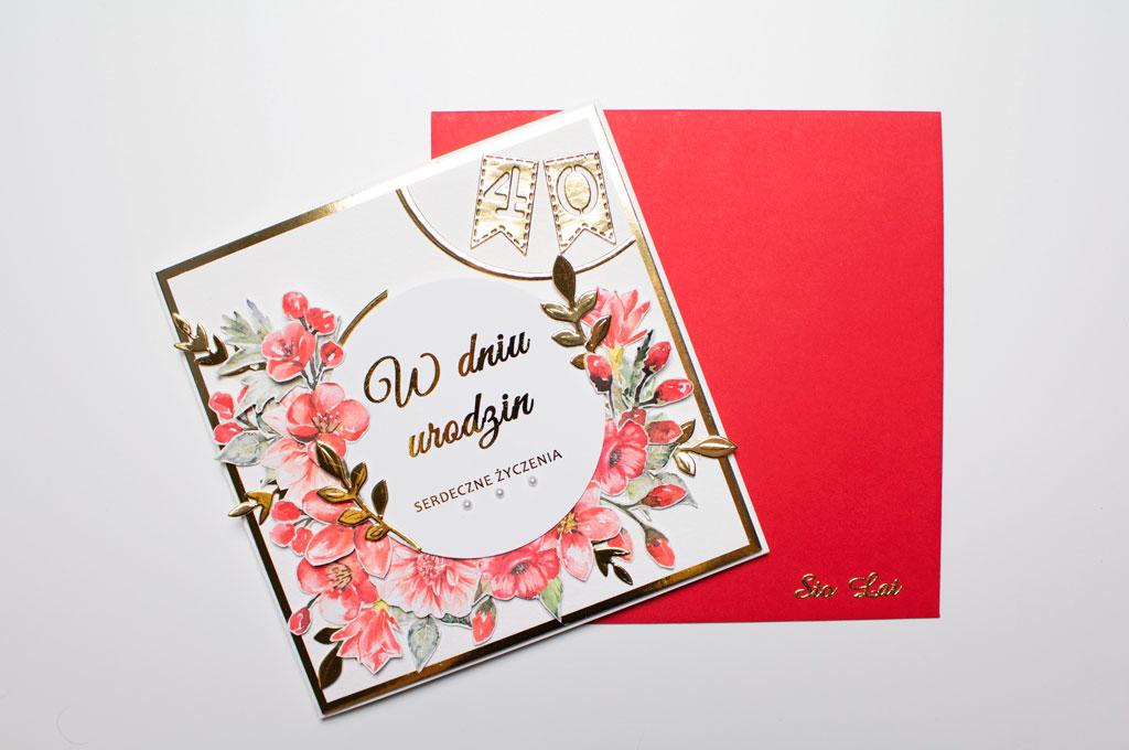 Kartka na urodziny Red and gold