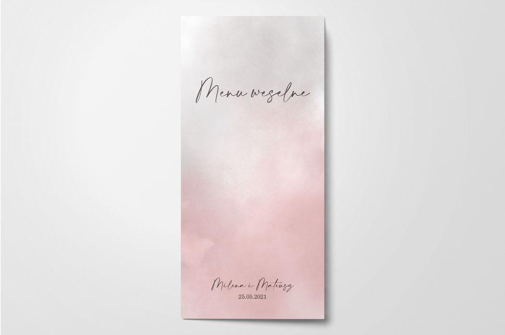 Menu ślubne Akwarela Pink&Grey