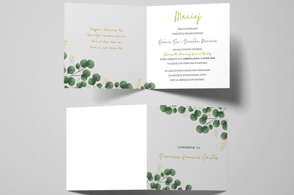 Zaproszenie na Komunię Eukaliptus