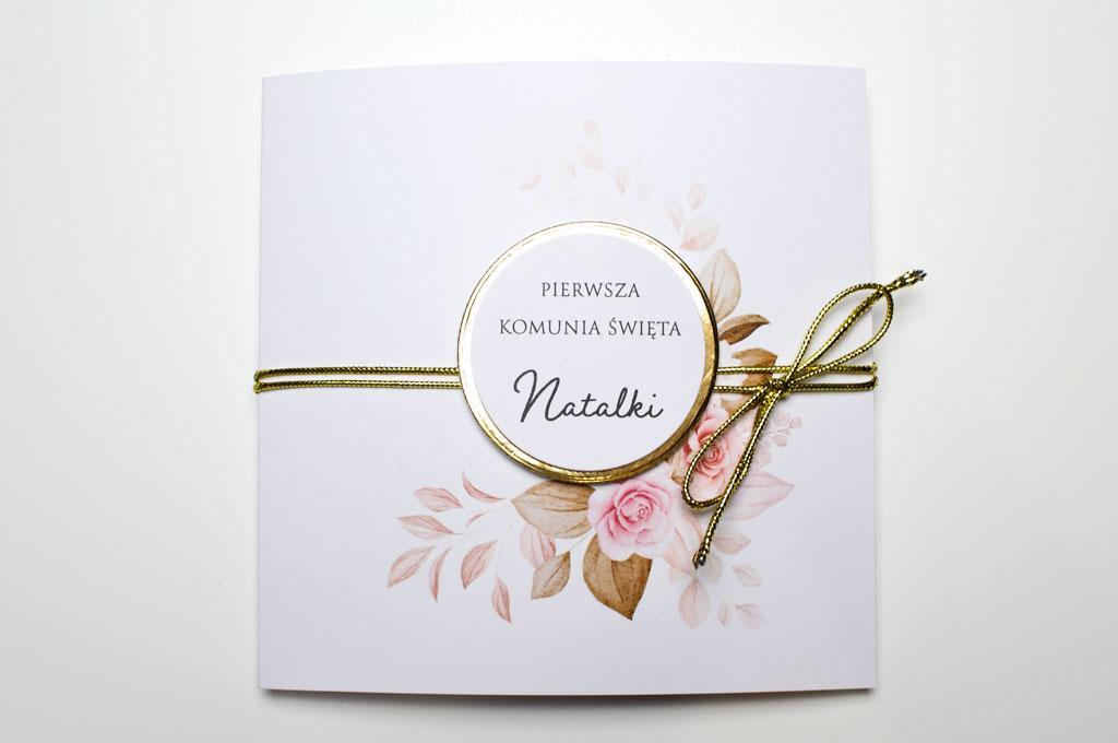 Zaproszenie na Komunię Gold&Flowers