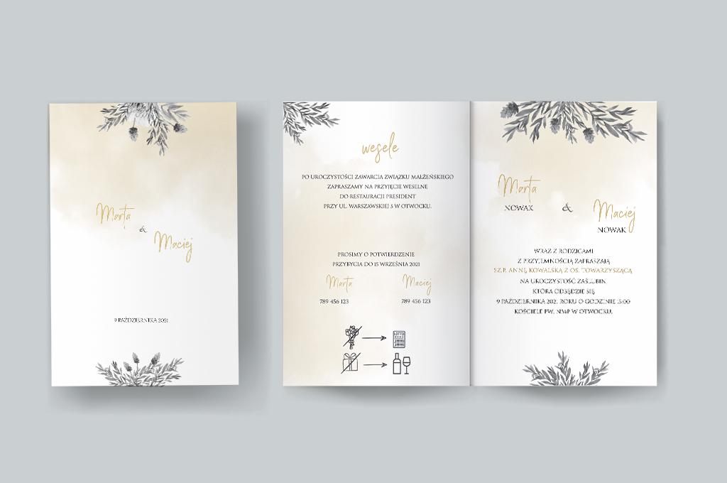 Zaproszenie ślubne akwarela&szkic