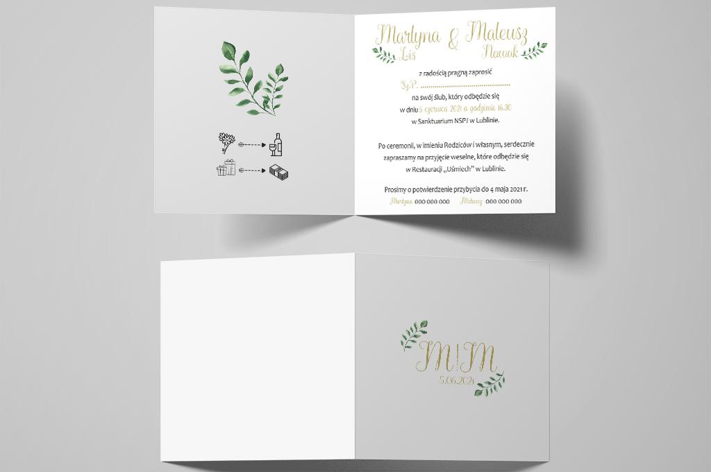 Zaproszenie ślubne Green and light