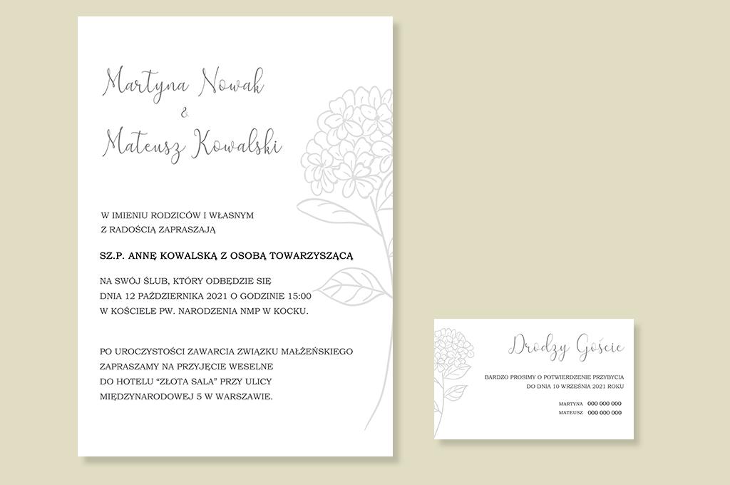 Zaproszenie ślubne jednokartkowe Polne kwiaty