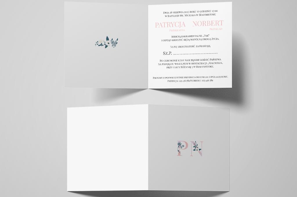 Zaproszenie ślubne z inicjałam Dirty pink