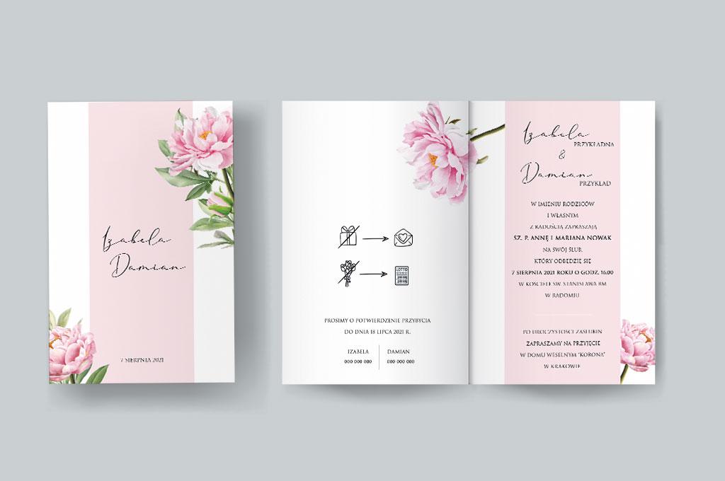 Zaproszenie na ślub Piwonie