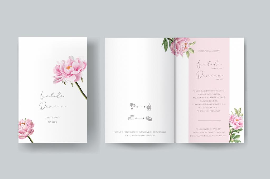 Zaproszenie ślubne Piwonie 2
