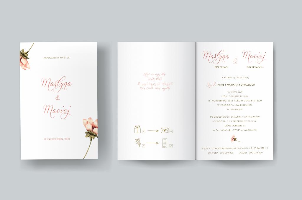 Zaproszenie ślubne Polne kwiaty pastelowe