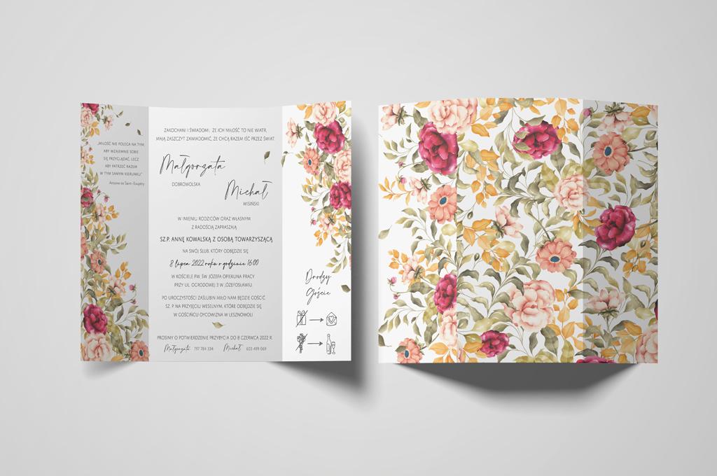Zaproszenie ślubne Jesienne kwiaty