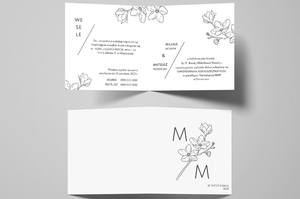 Zaproszenie ślubne Polne kwiaty szkic