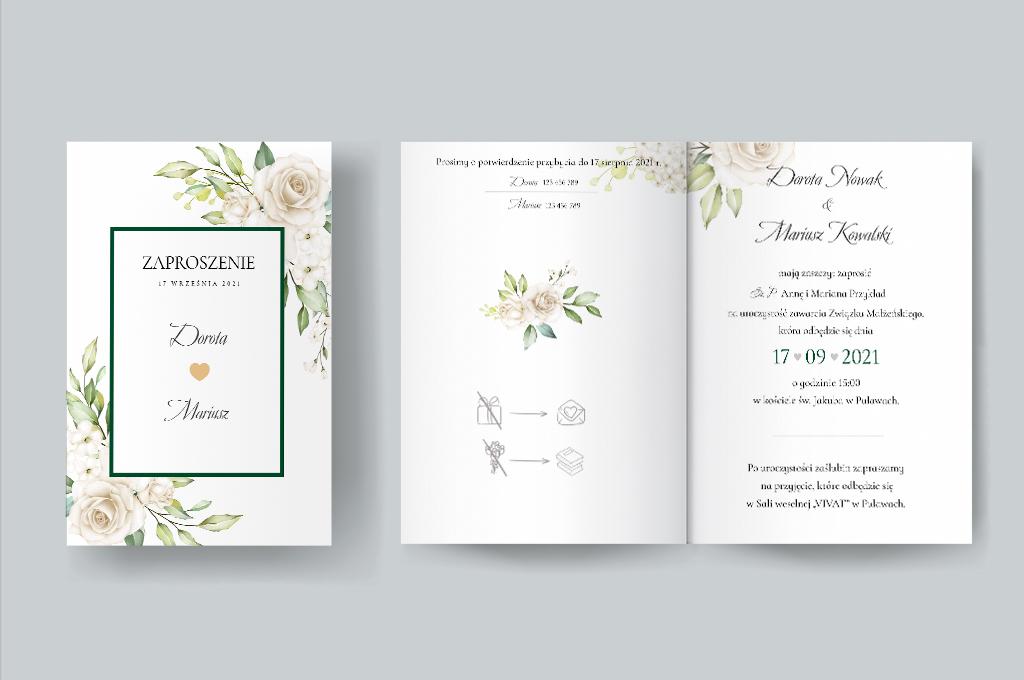 Zaproszenie kwiatowe ze złotym serduszkiem